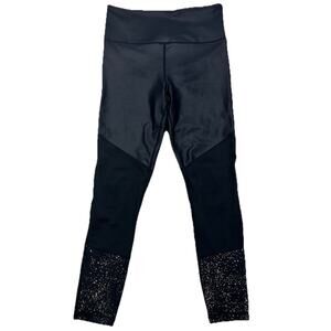 ZYIA Active Leggings Size 6 8 Speckled Black Metallic Hi Rise 24" Inseam